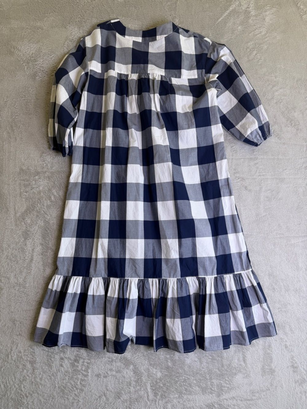 Vilagallo Navy and White Gingham V-Neck Misi Dress 42 - Picture 2 of 3